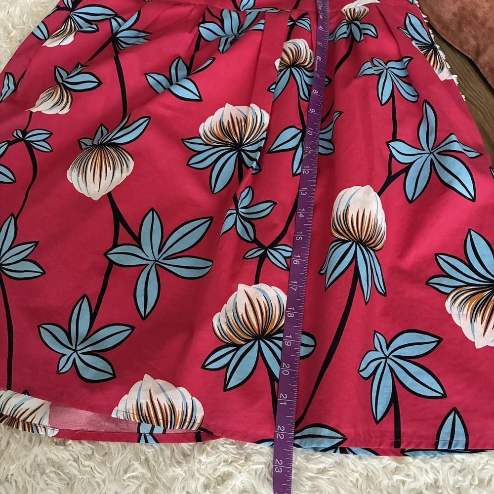 Ann Taylor Factory Pink Floral Pleated A-Line Skirt - Size 4 EUC - Picture 9 of 10